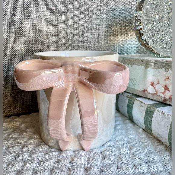 New Trendy Pink Bow Iridescent Textured Ceramic Coffee Tea Mug Cup 12oz w/ Box - Picture 6 of 10